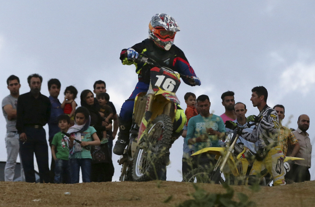 Behnaz Shafiei rides her motocross bike