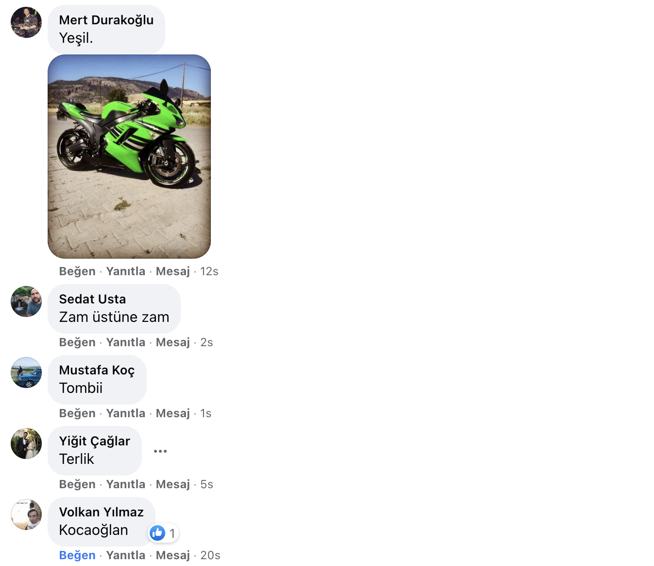Motosikletinize ne ad verdiniz?