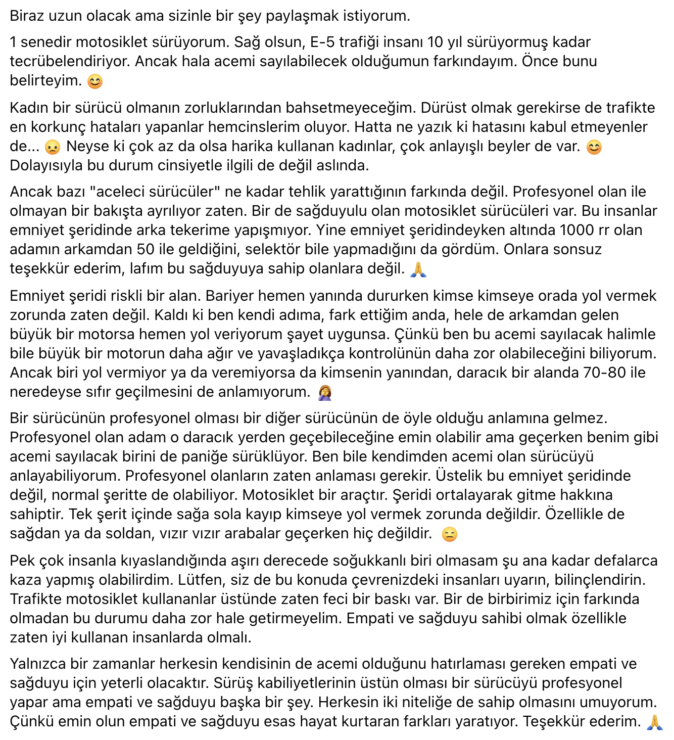 motosikletle trafikte kadın s&uuml;r&uuml;c&uuml; olmak