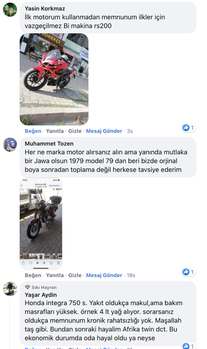 motosikletinizden memnun musunuz?
