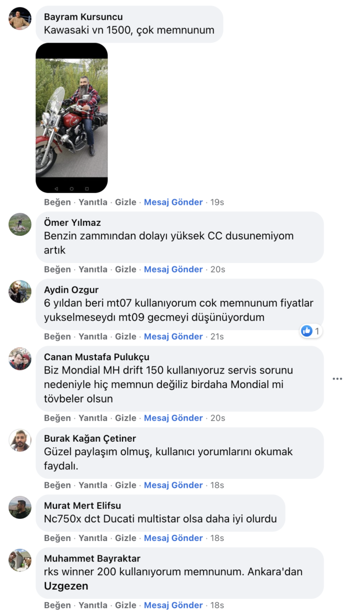 motosikletinizden memnun musunuz?