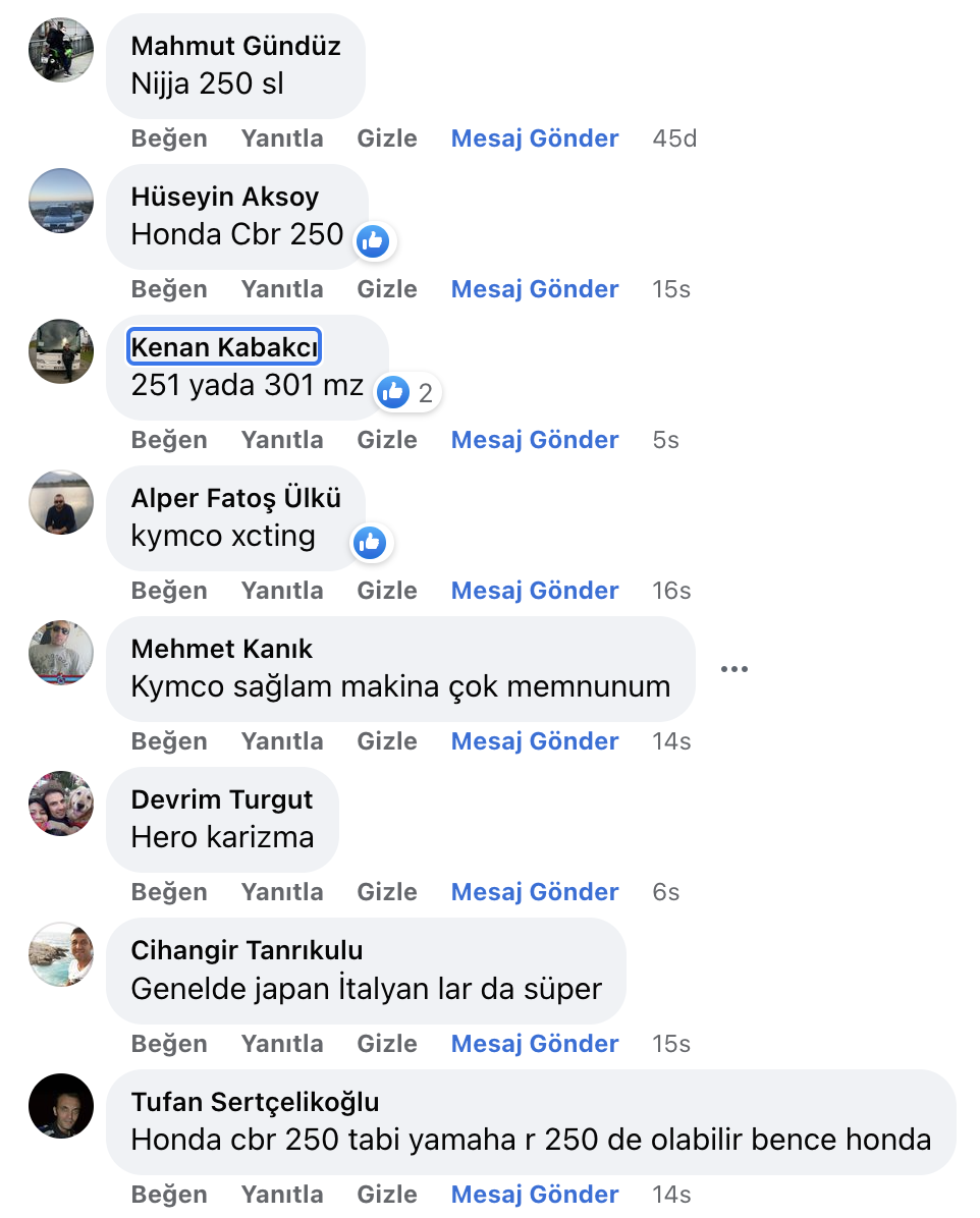 250cc motosiklet tavsiyesi