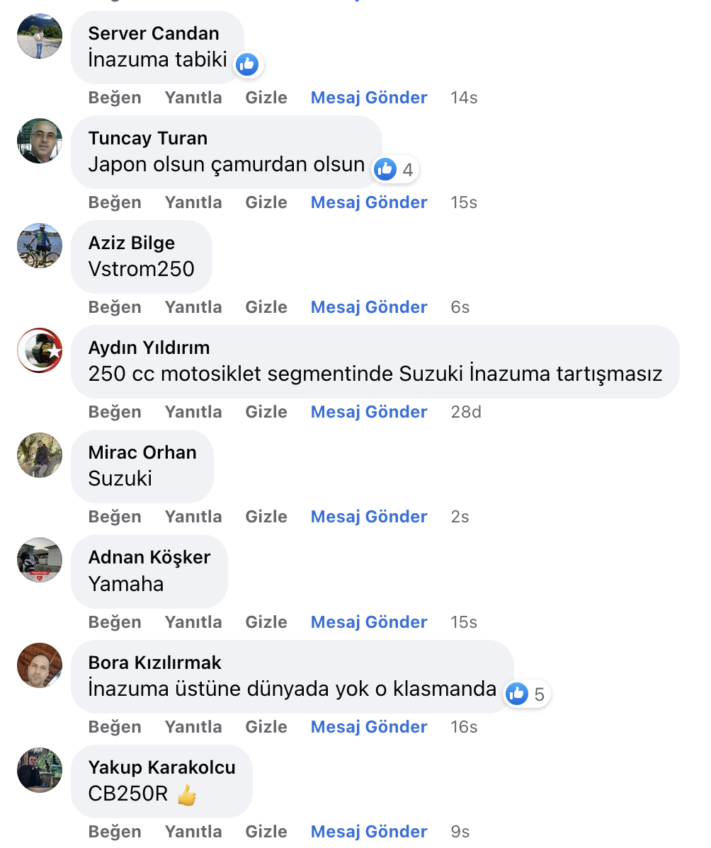 250cc motosiklet tavsiyesi