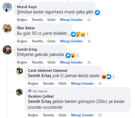 50cc Motosiklete Sigorta Konusunda Son 12 Saatin İlginç Yorumları