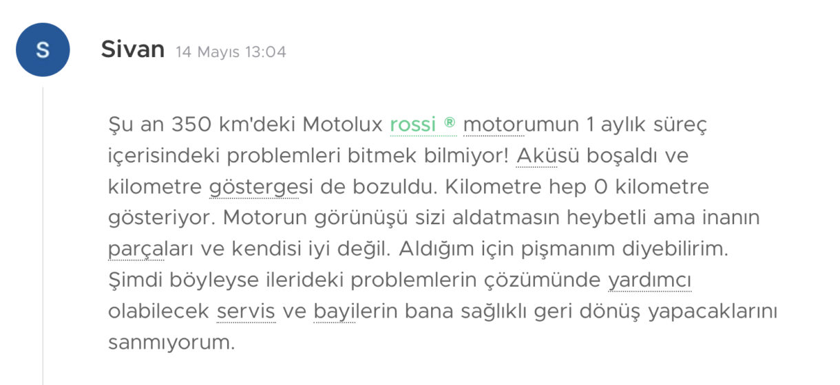 rossi rs 50 şikayetler