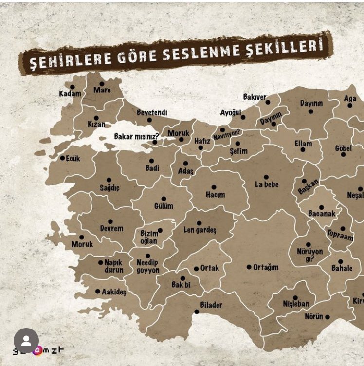 Şehirlere g&ouml;re seslenme şekilleri