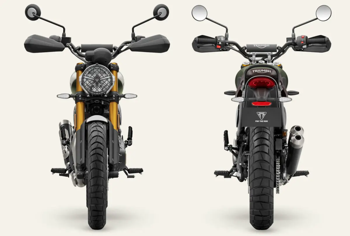 2024 Triumph Scrambler 400X, Ön ve Arka