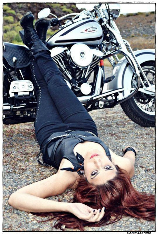 motorcycle girls laying down