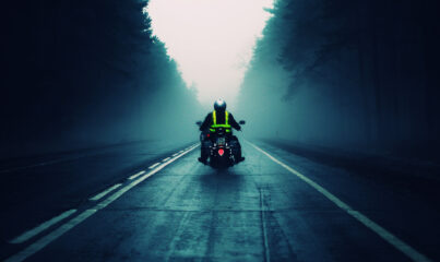Motorcycle Road Into Fog